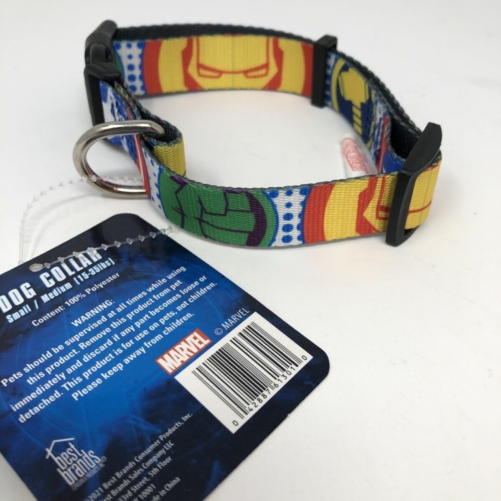 Marvel Avengers Dog Collar Size Small 15-35 lbs New Hulk Capt America Iron Man j
